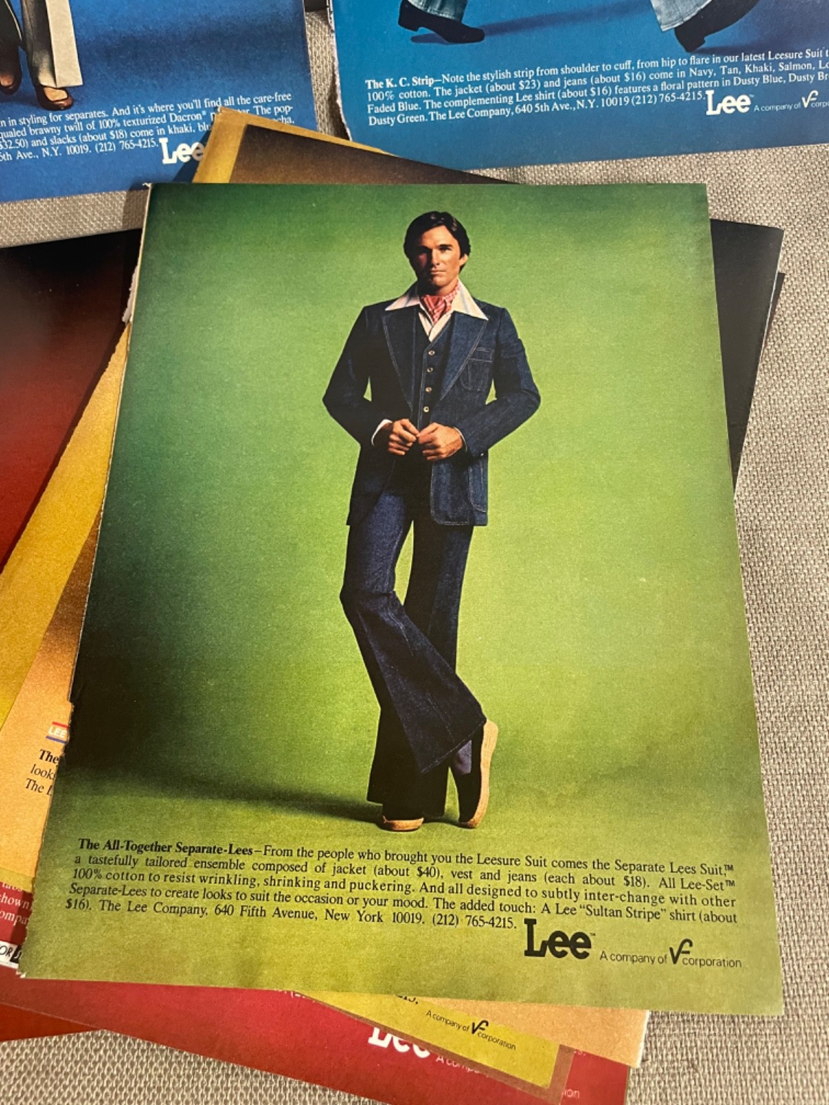 Lee Fits America 1970s Magazine Avertisement Ads lot of 9 Mens Fashion