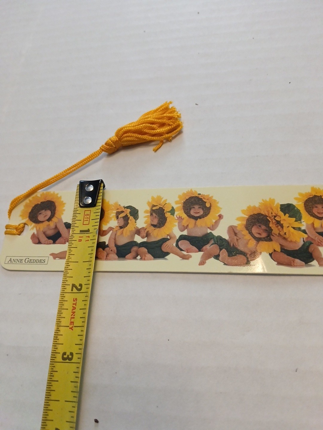 Vintage 90s Anne Geddes Sunflower Babies Tassel Bookmark, 1995 KBO-12076