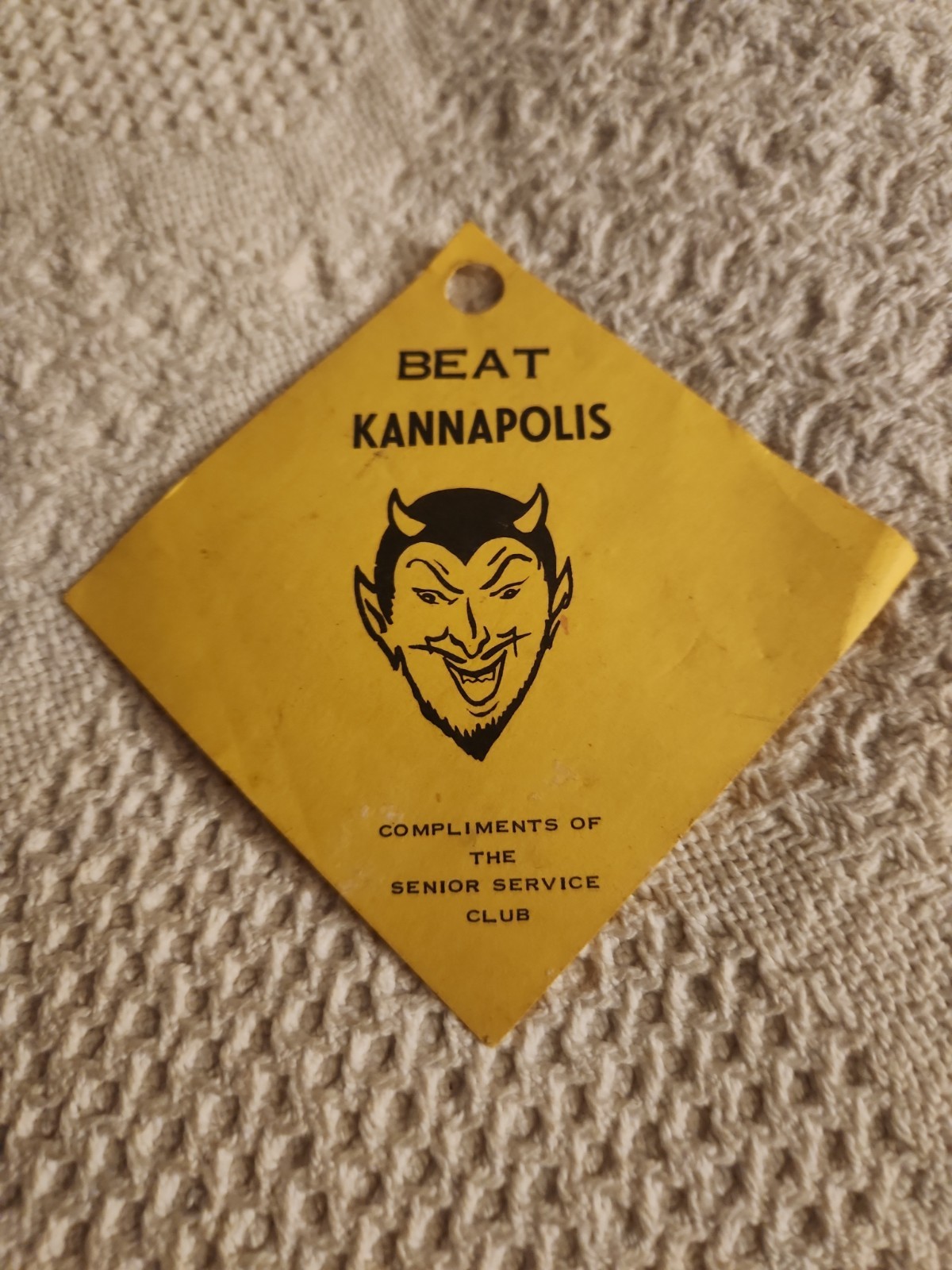 1980s RJ Reynolds High School Beat Kannapolis Paper Hang Tag Winston-Salem NC