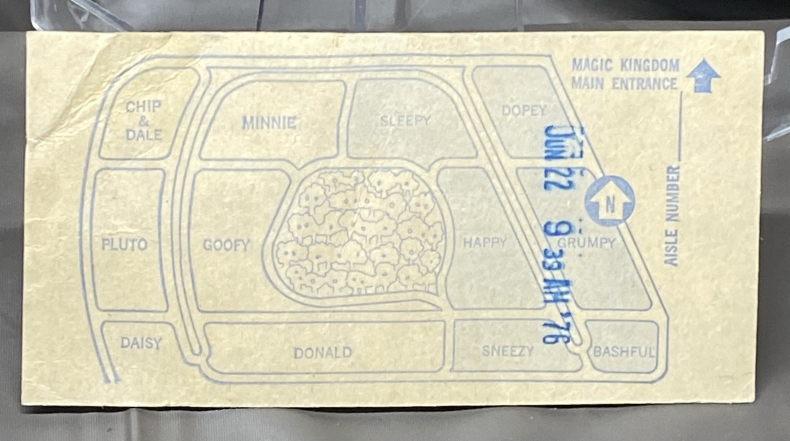 Walt Disney World Parking Ticket Magic Kingdom Map Globe Ticket Co June 22, 1976