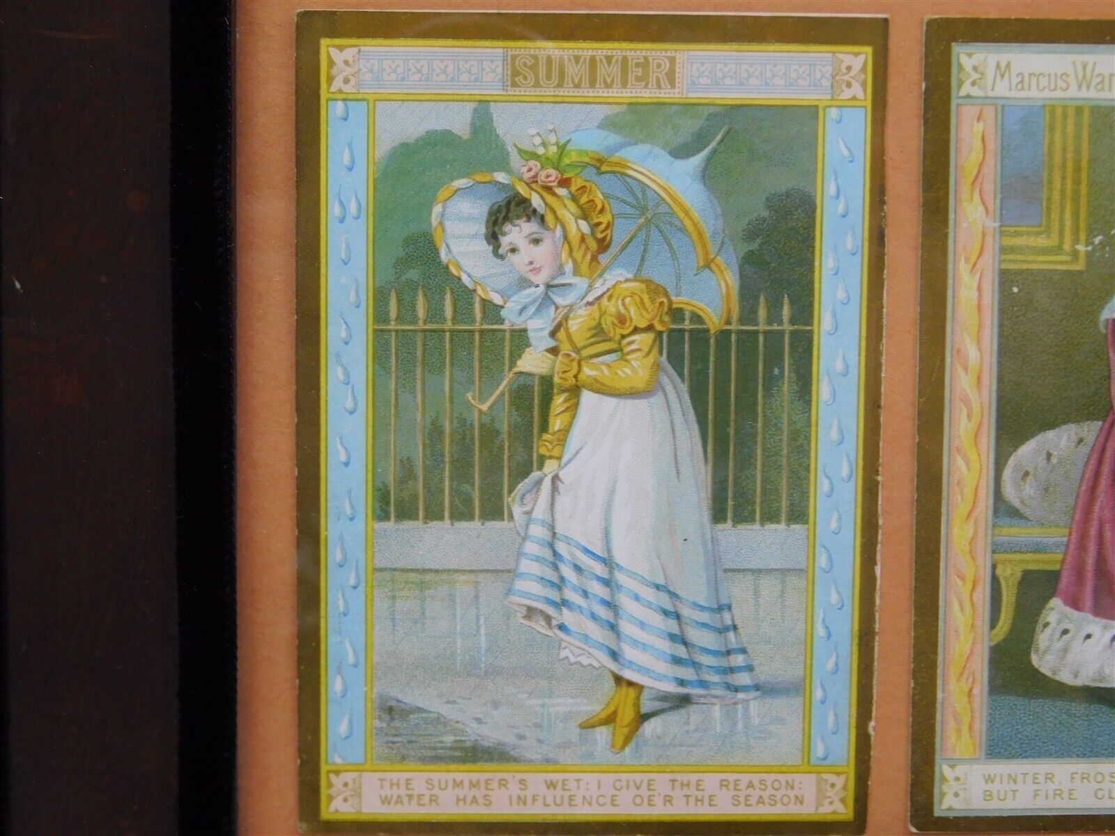 Marcus Ward 1880s Calendar Of The Seasons Victorian Trade Cards Framed