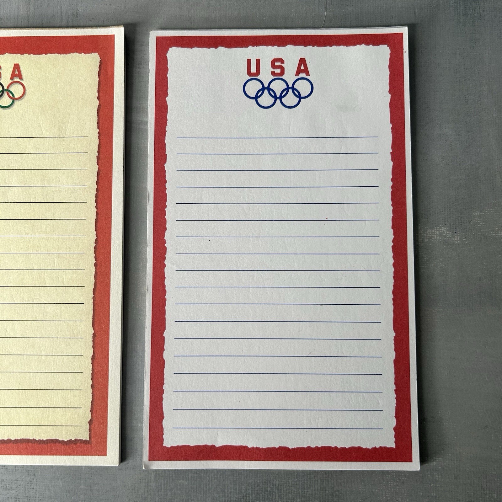 2 USA Olympics Team Rings Vintage Advertising Lined Paper Notepads 4¼ x 7″