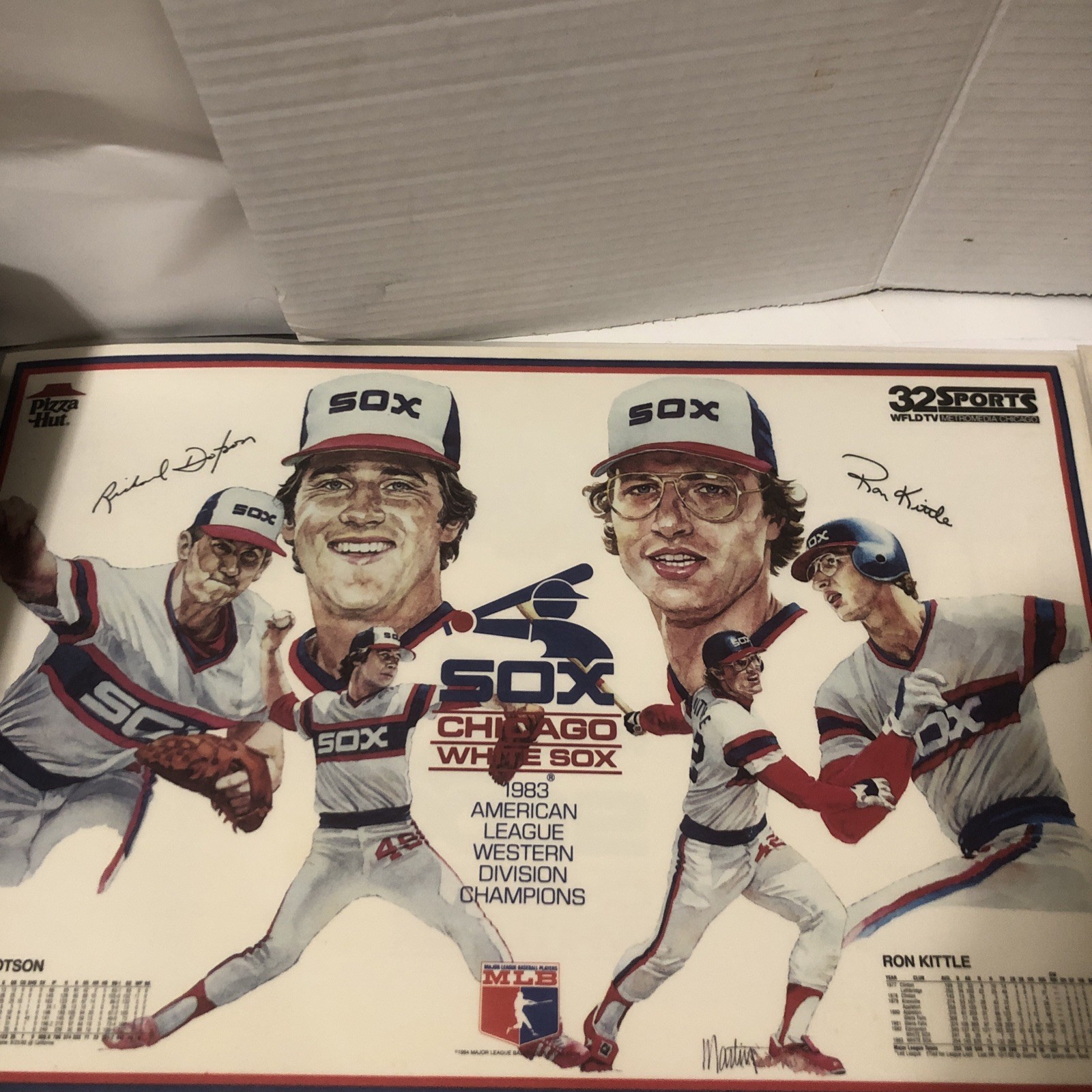 Vintage 1983 Signed (facsimile) Chicago White Sox Pizza Hut placemats. Lot Of 4