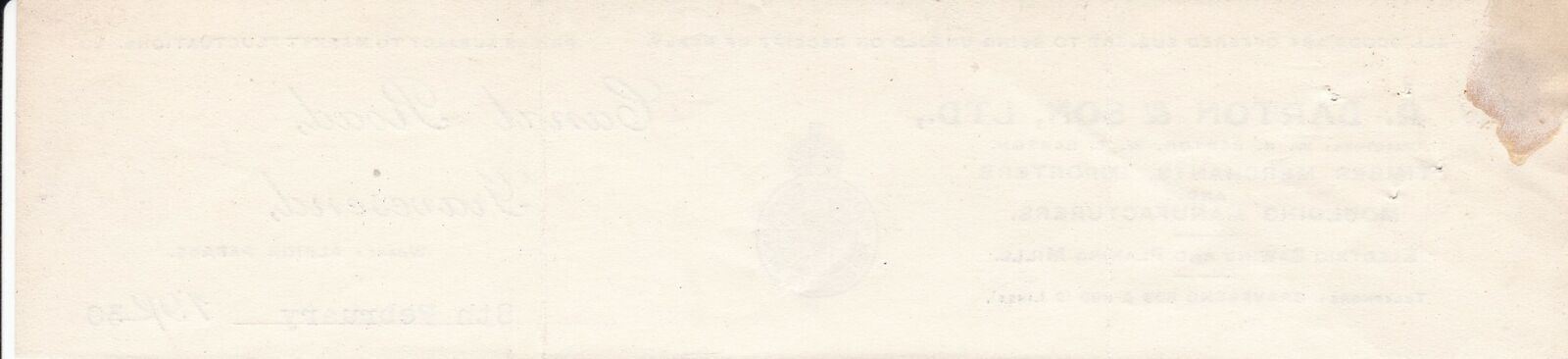 W.R. BARTON & SON,LTD. Gravesend 1930 Timber Mercs&Manf.CUT LETTER HEAD Rf 48961