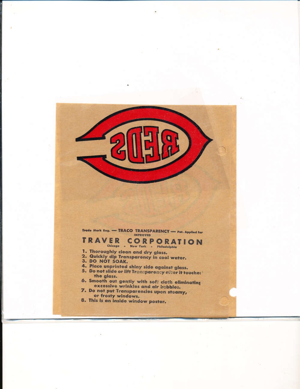 1940’s & 1950’s Cincinnati Reds iron on decal