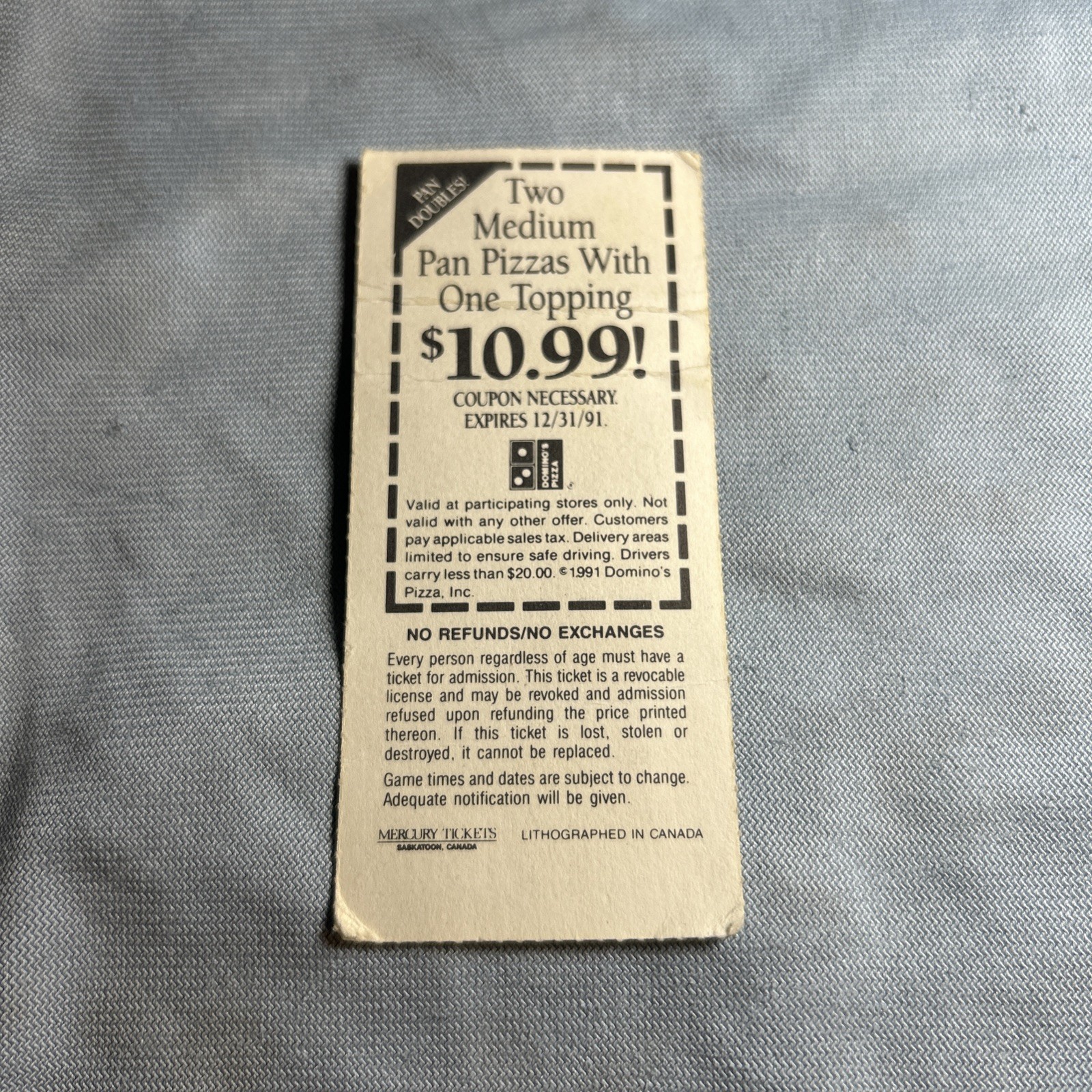 Miami Hurricanes Ticket Stub 1991 Orange Bowl Vs Penn State Nitany Lions Game 3