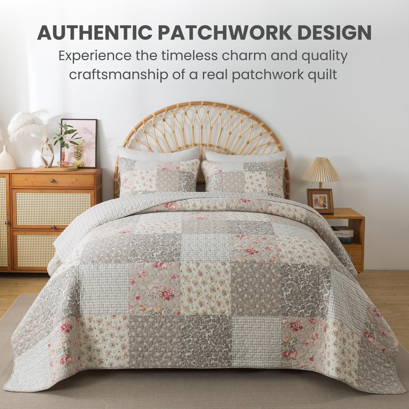 SLPR Walk in The Cotswolds Patchwork Cotton Pieced Quilt Set – Queen Size wit…