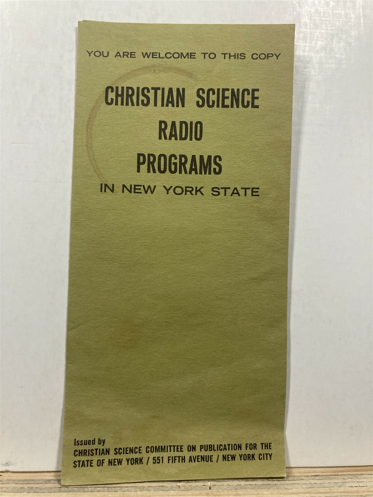1960’s 1970’s New York State Christian Science Radio Programs Brochure NY Vtg