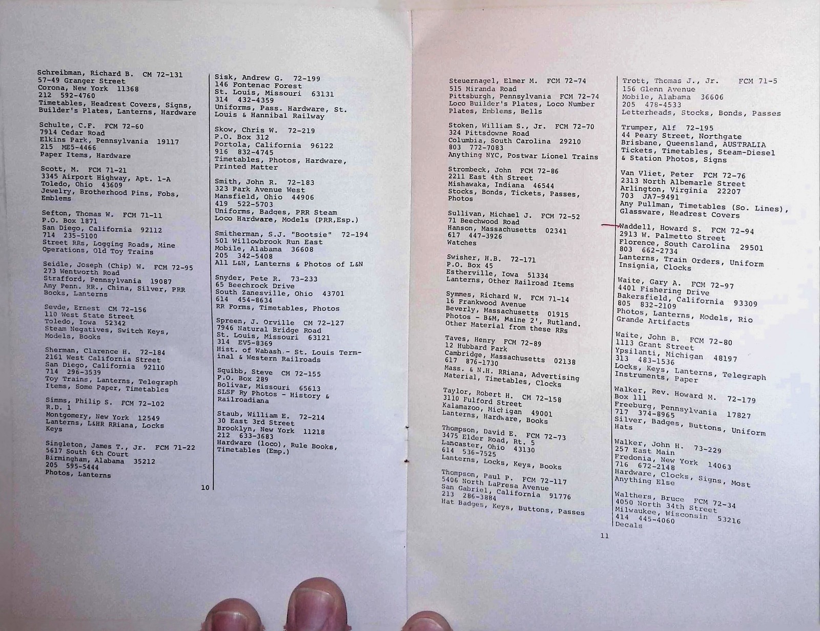 Inaugural 1973 Railroadiana Collectors Association Membership Directory #1