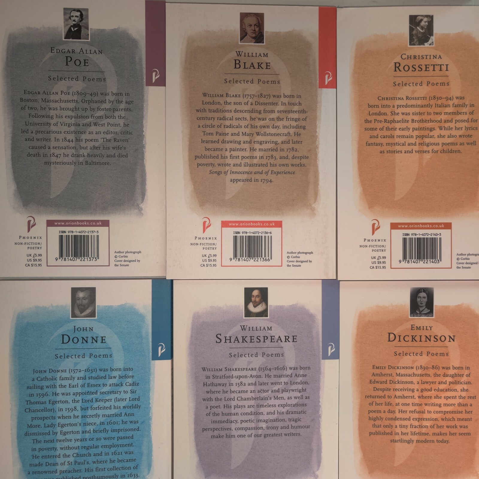 10 VOLUME SET PHOENIX POETRY BOOKS popular classical poets poems Classic poe