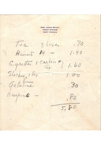 1940s-50s Store Receipt WV & Contents Label Keiley Wilson Ephemera Monroe Co