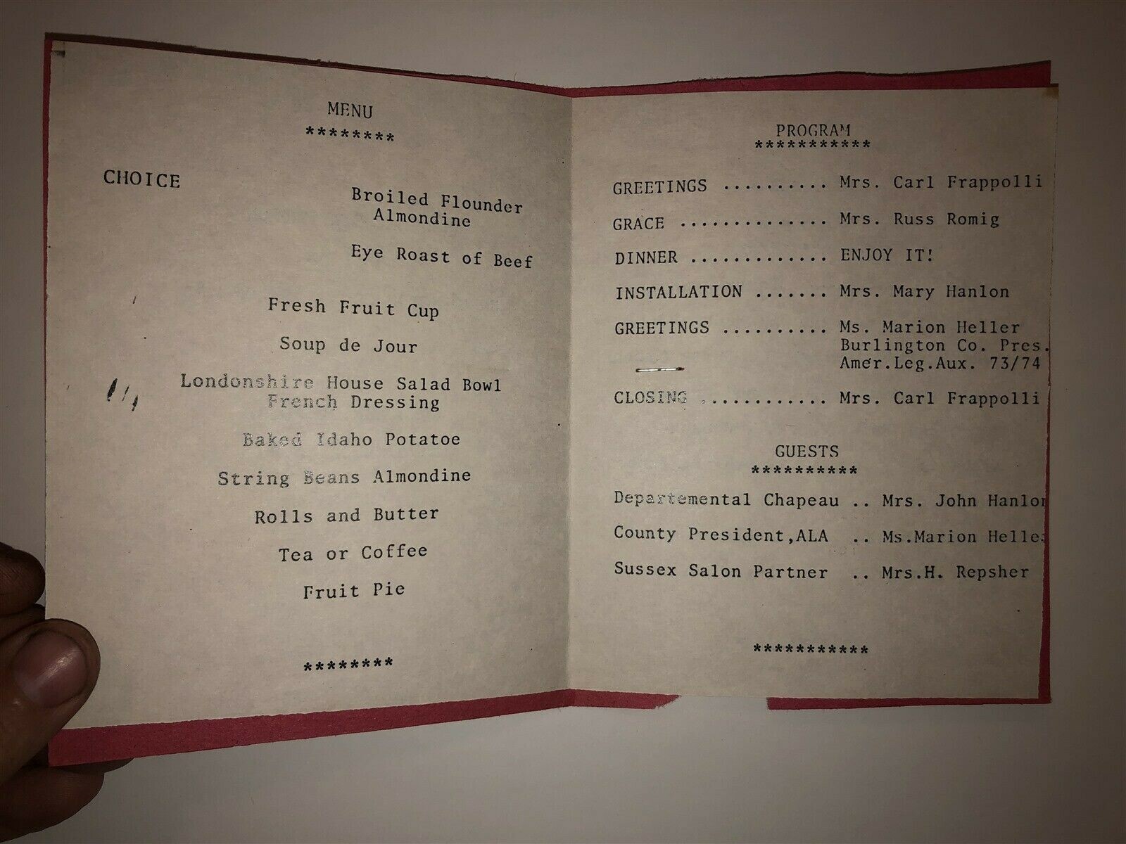 1974 1975 Burlington County Installation of Officers 8 et 40 American Legion NJ