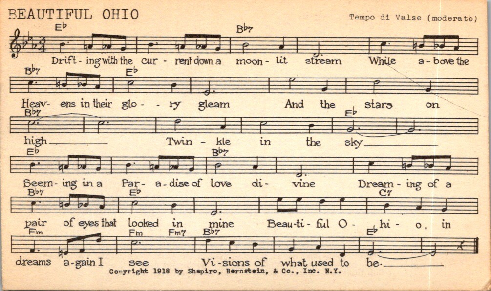 Tune-Dex Beautiful Ohio 1942 Waltz Lead Sheet Piano Eb Orchestrated Bob Haring