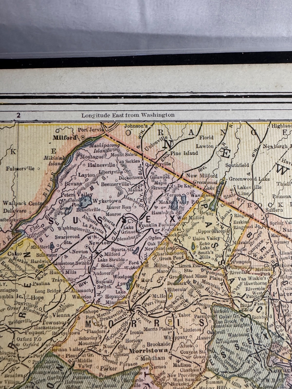 1889 New Jersey Map Geo F. Cram Antique Atlas NJ Hudson County Inset