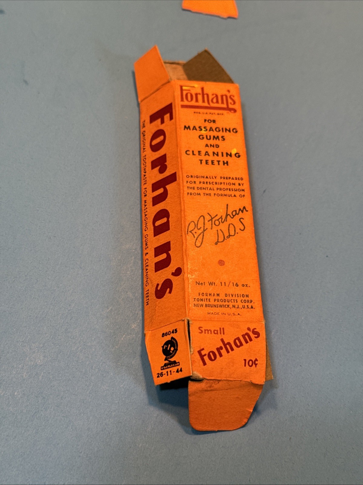 Vintage 1940’s Forhan’s Toothpaste Small 10 cent BOX ONLY
