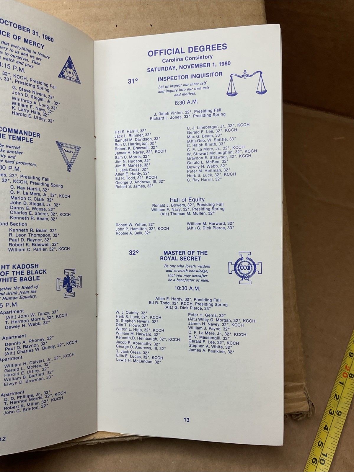 30 Oct-1 Nov 1980 Benoit-mills Memorial Class Fall Reunion Freemasonry Nc B73