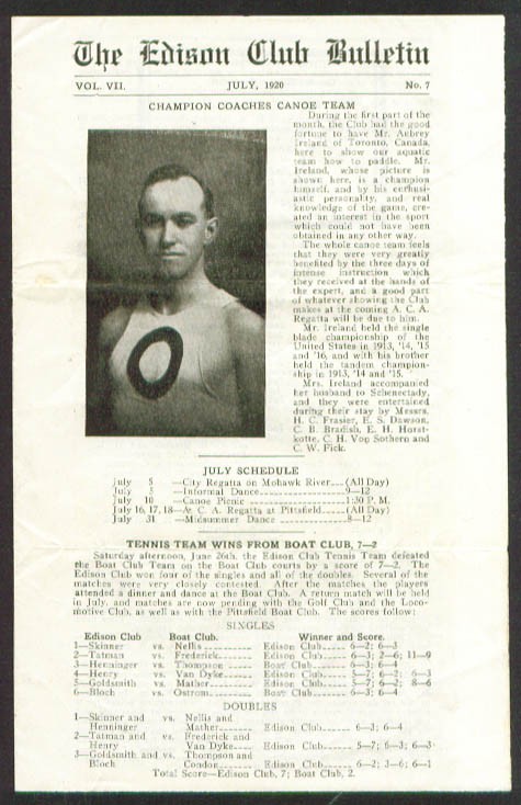 General Electric Edison Club Athletics Bulletin 7 1920