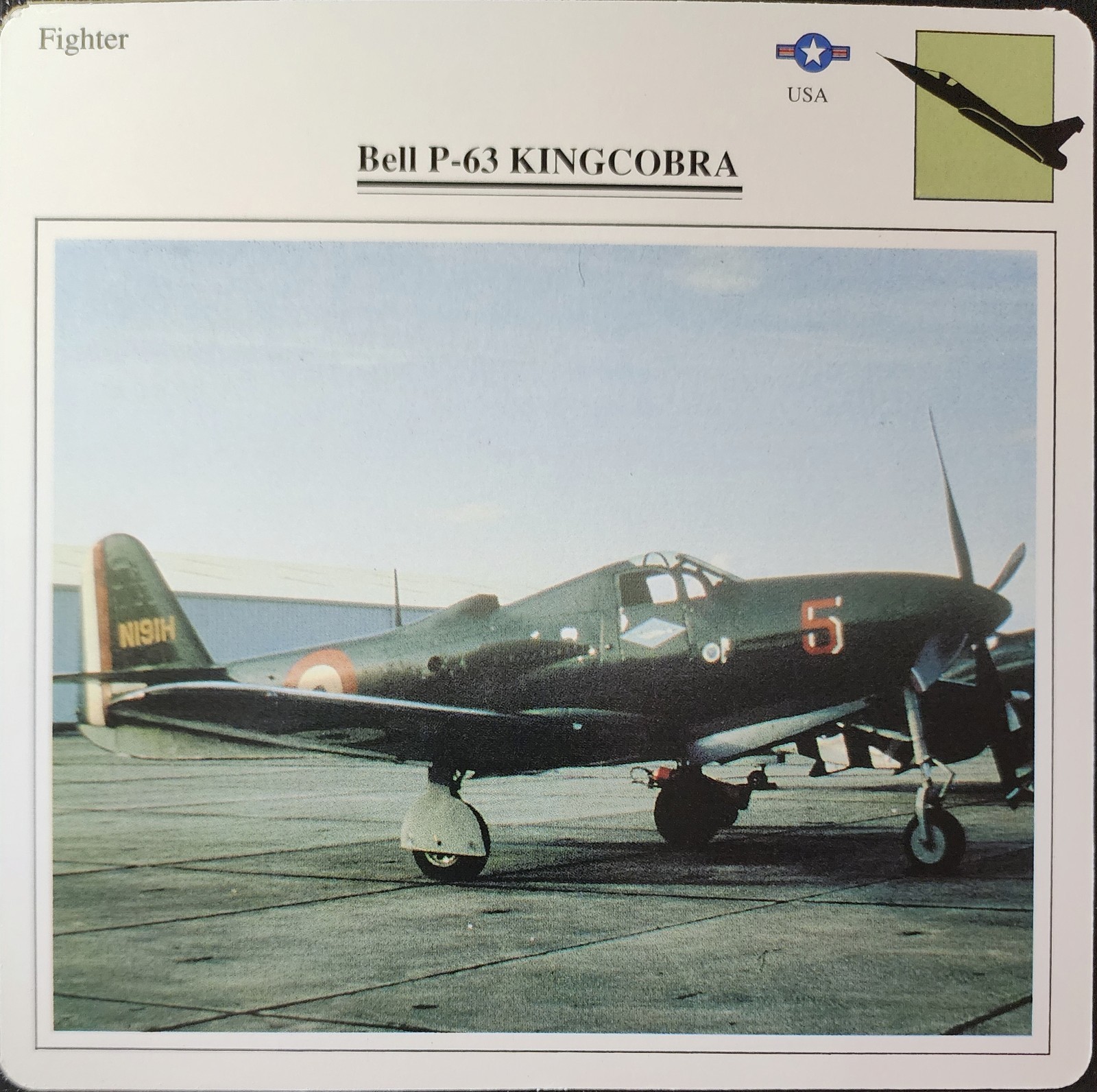 Bell P-63 P63 P 63 King Cobra Picture Original Vtg Aircraft Info Collector Card