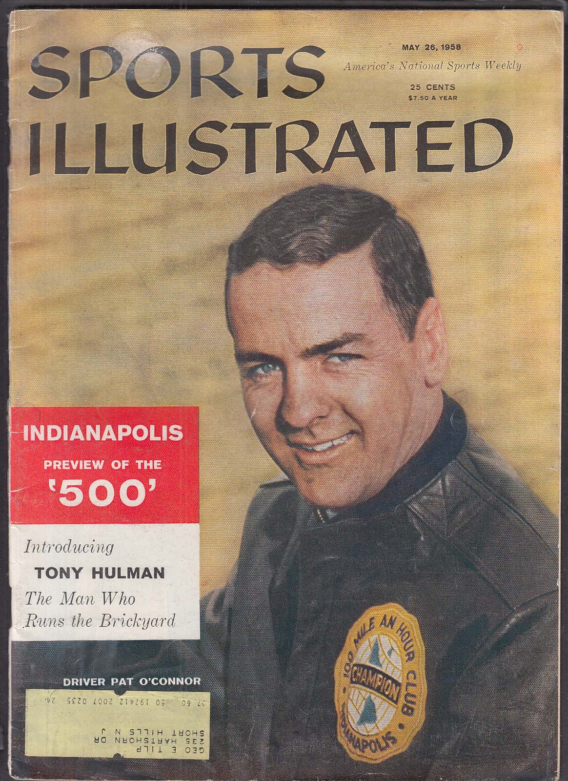 SPORTS ILLUSTRATED Pat O’Connor Tony Hulman Indianapolis 500 ++ 5/26 1958