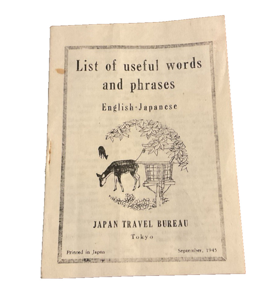 1945 English Japanese List Useful Words Phrases Japan Travel Bureau Tokyo J5