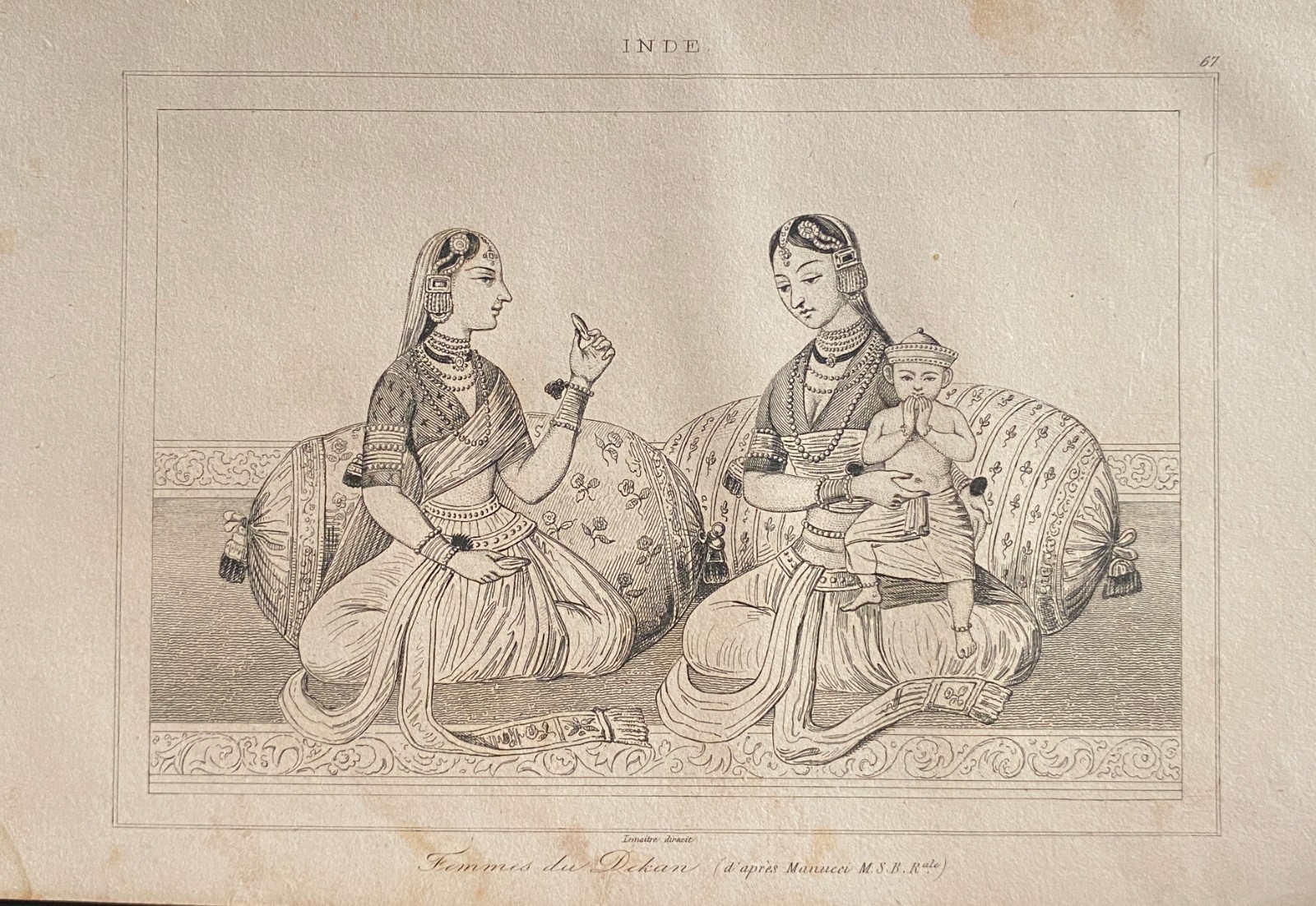 Engraving India 1843 “Women Of The Dekan”