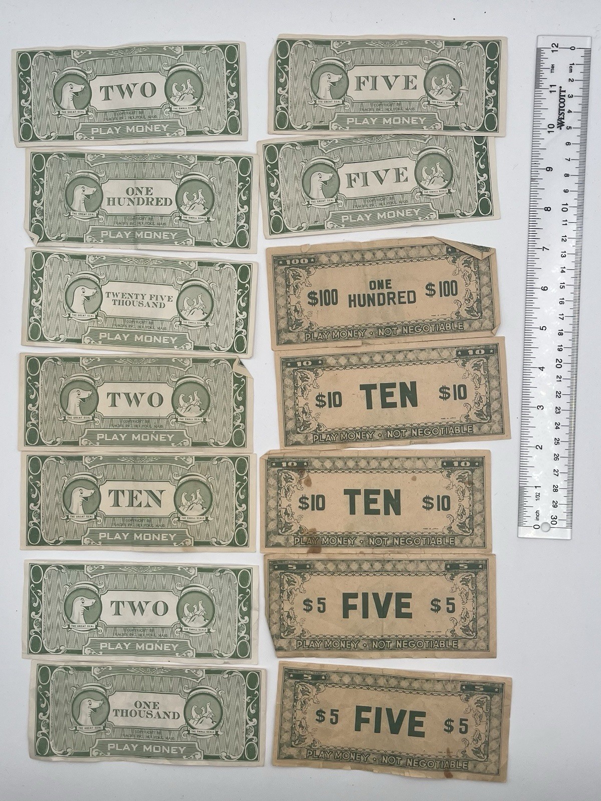 Vintage 1950s 1960s Play Money Stack Of Bills Tracies Inc Hunky Dory & Unmarked
