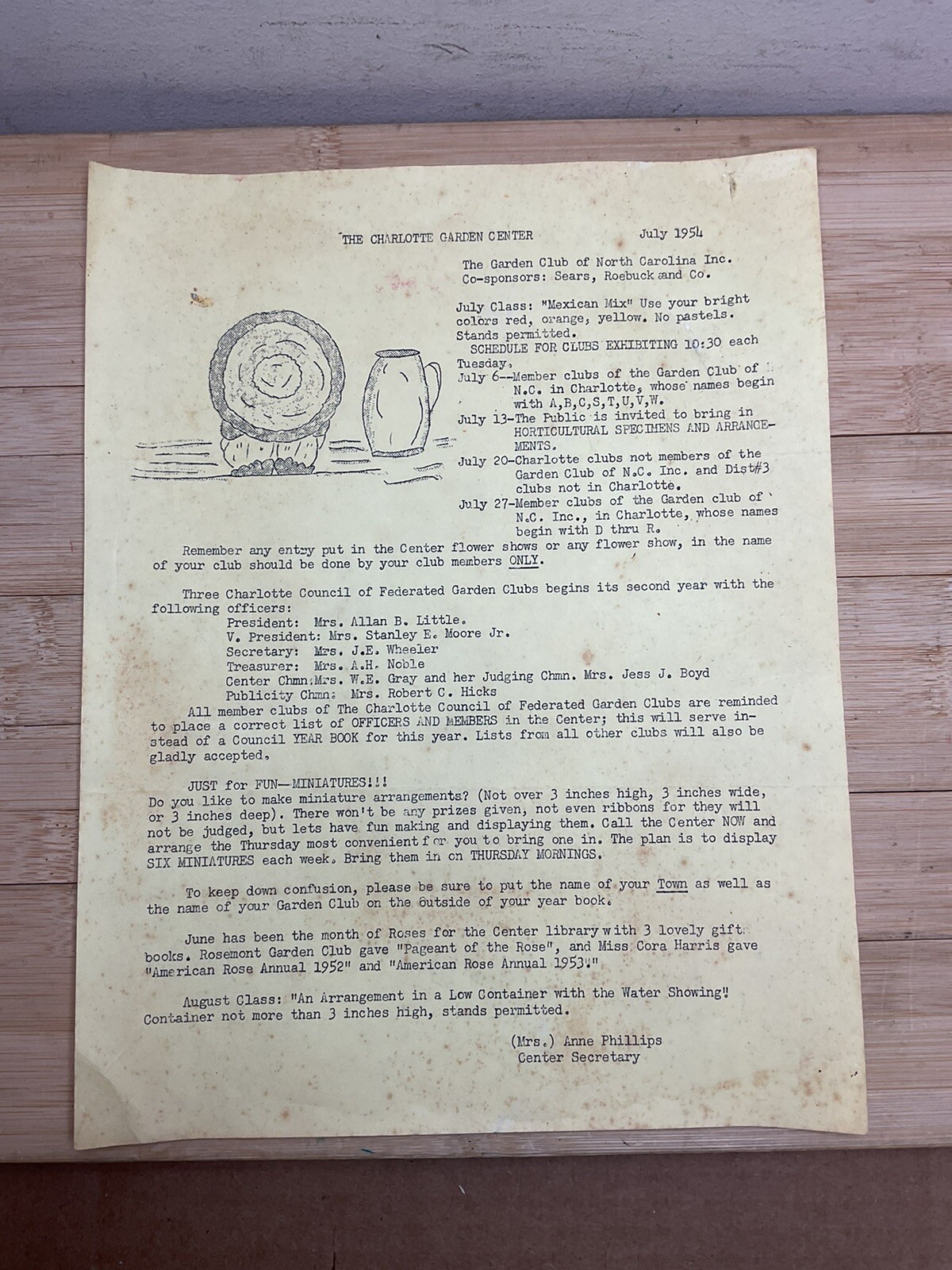 July 1954 CHARLOTTE GARDEN CENTER Newsletter Information Sears B10