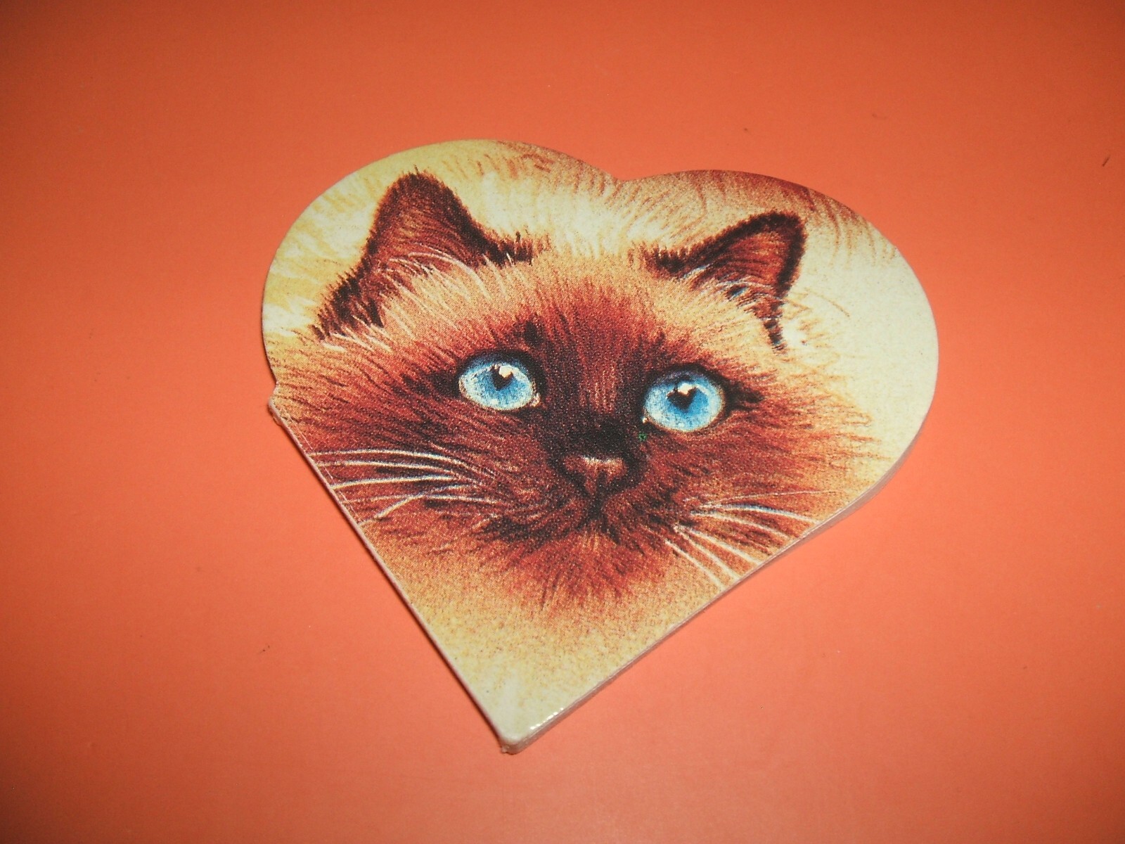 Vintage 80s 90s Gee Pap Finland Ragdoll Cat Heart Shaped Notebook Notepad