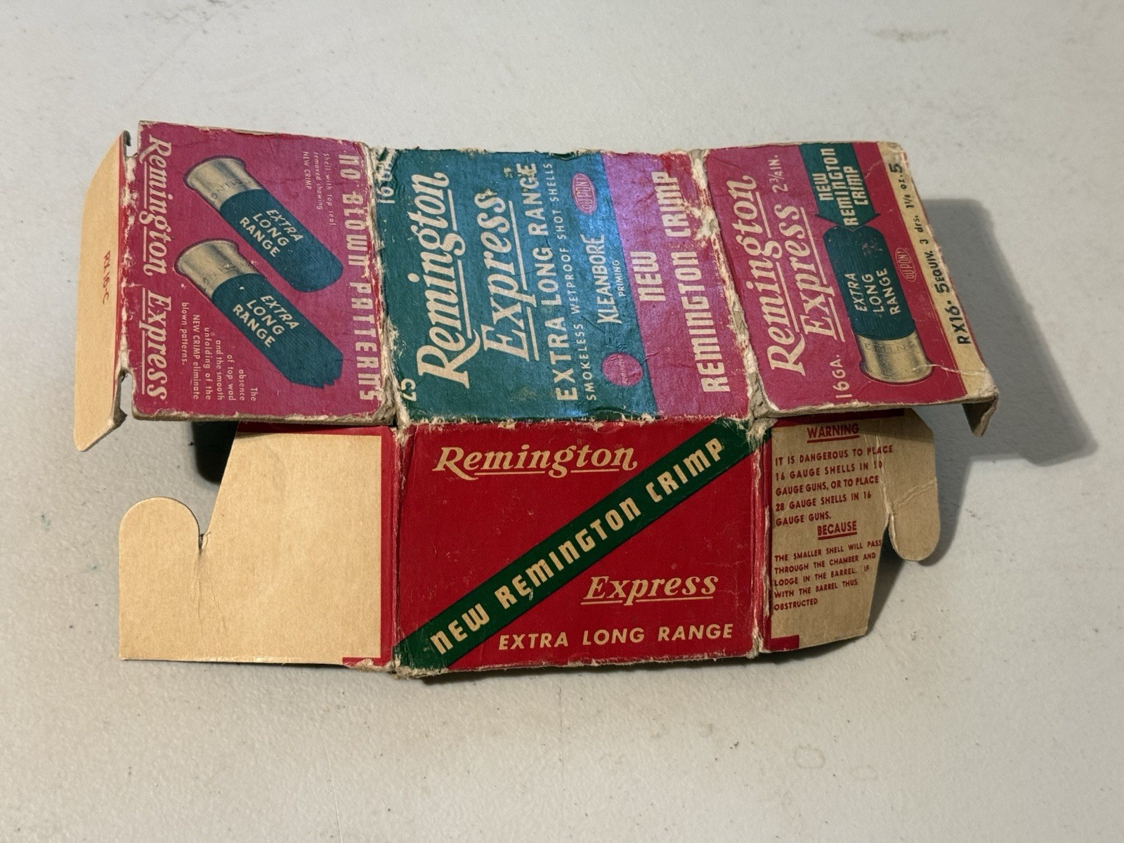 REMINGTON 16 Ga Extra Long Range New Rem Crimp Shotgun Shells – EMPTY BOX