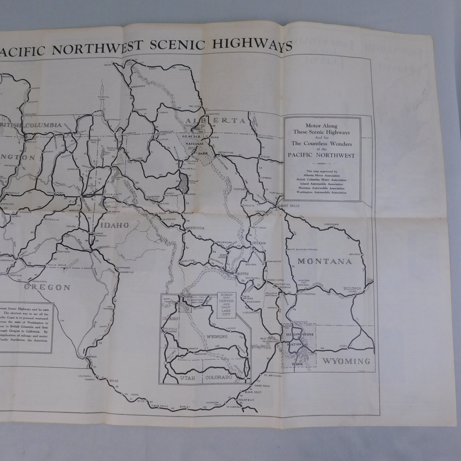 Vintage 30s Pacific Northwest Scenic Highways Driving Tour Travel Brochure Map