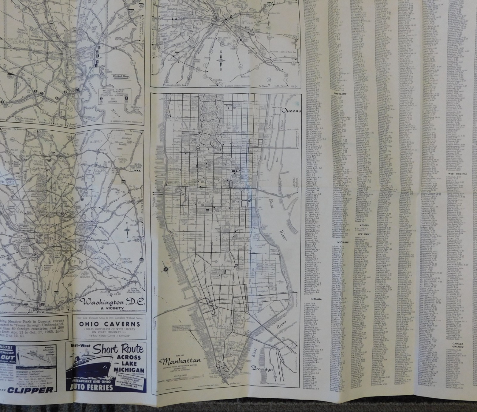 Vintage 1965-1966 AAA Northeastern United States Road Map Travel Route Planner
