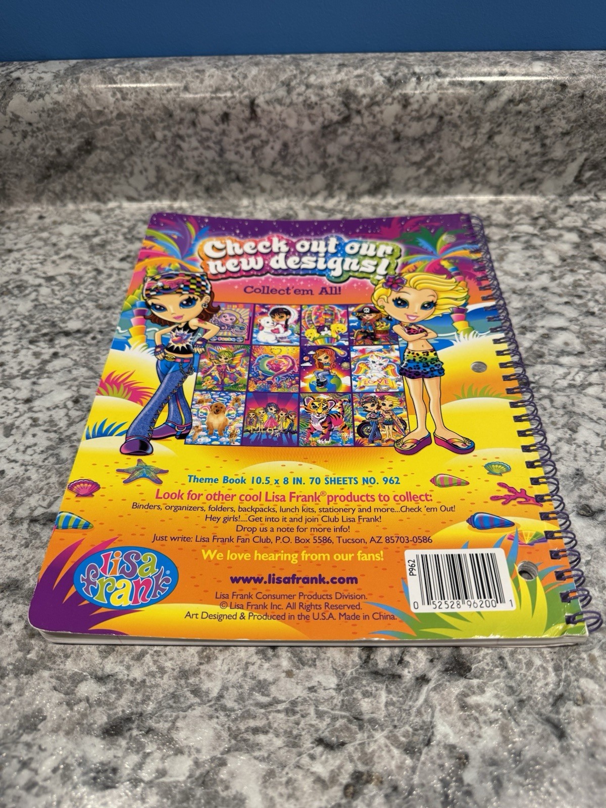 Vintage Lisa Frank Spiral Notebook Funky Monkey 10.5 x 8 Rainbow 68 Sheets Y2K