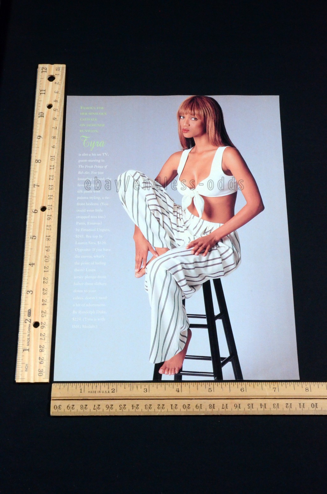 1994 Tyra Banks Pinup Photo Portrait Magazine Page Print Ad Poster 90s 1990s