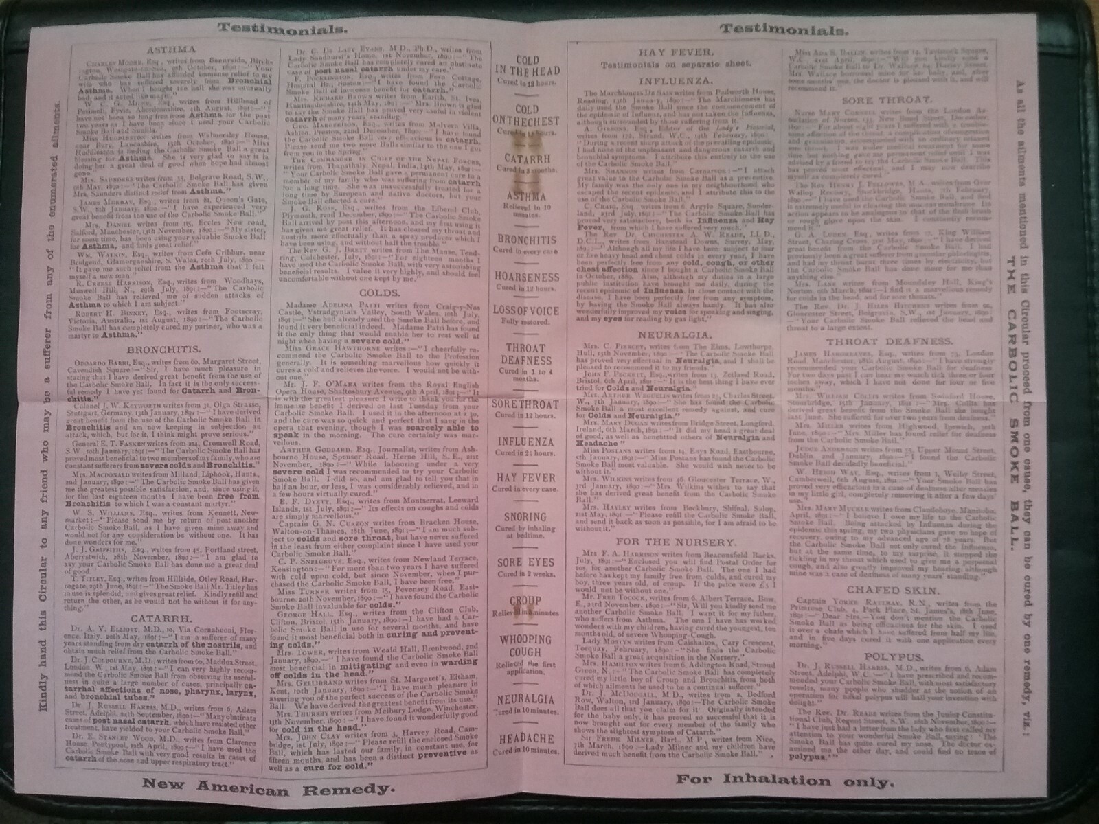 VICTORIAN THE CARBOLIC SMOKE BALL BOOKLET ***(SEE DESCRIPTION FOR DETAILS)***