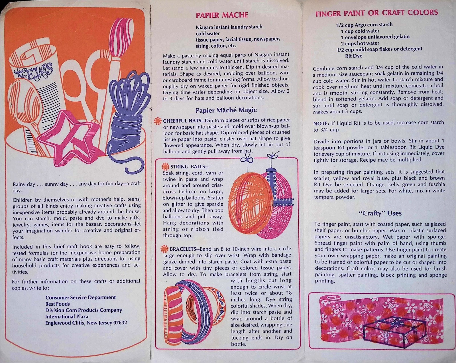1950s Creative Crafts Booklet Mid-Century DIY Offset Litho Pamphlet Orange White