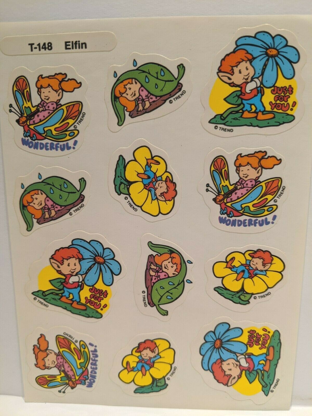 VINTAGE TREND Scratch & Sniff STINKY STICKERS Sheet Die Cut ELFIN Elf T-148