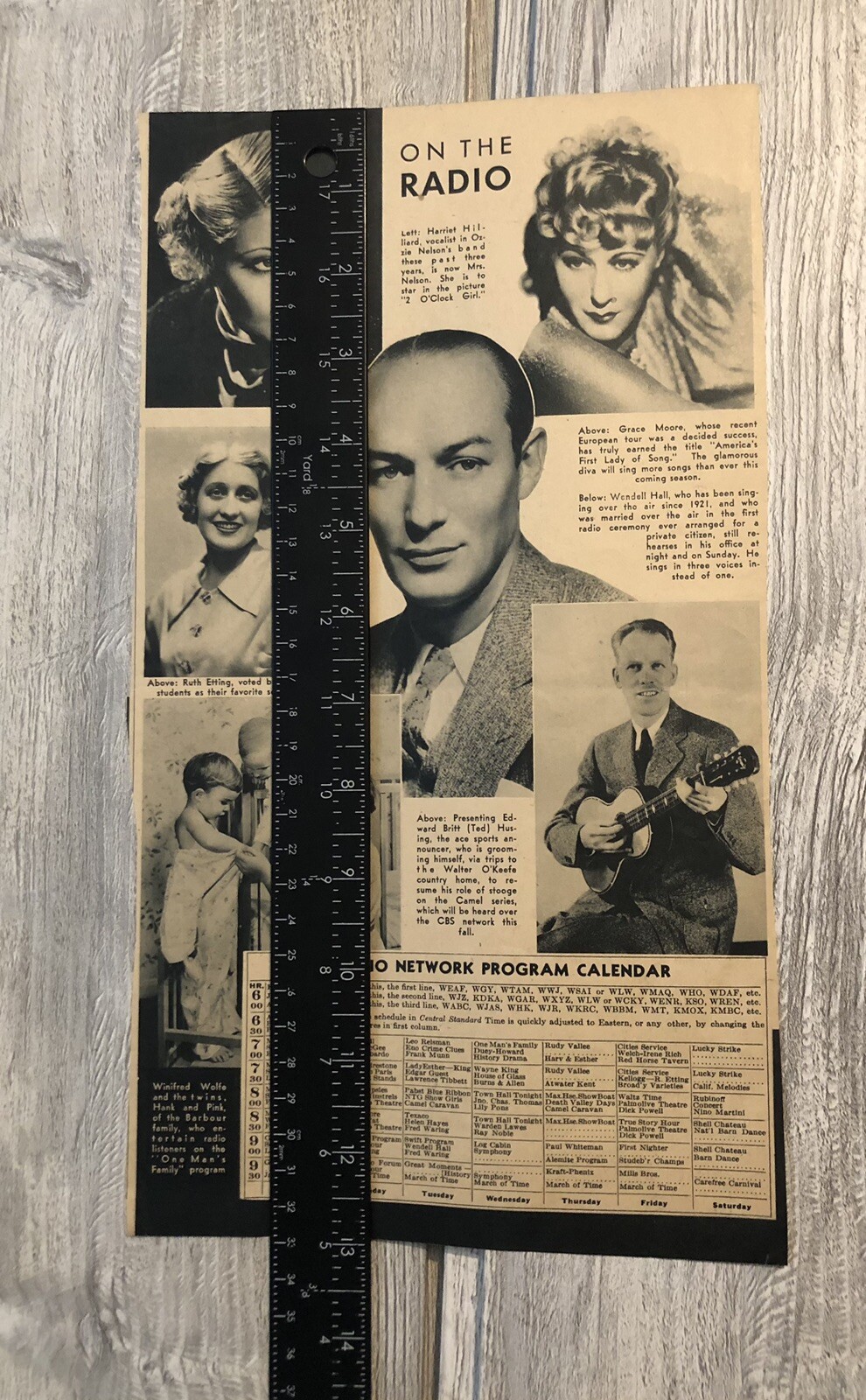 VTG 1930’s Radio Stars & Programs Grace Moore & More Magazine Clipping 0C25