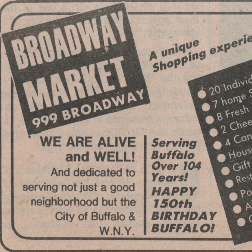 Buffalo 999 Broadway Market 1982 Newspaper Clipping Ad 150th Happy Birthday VTG.