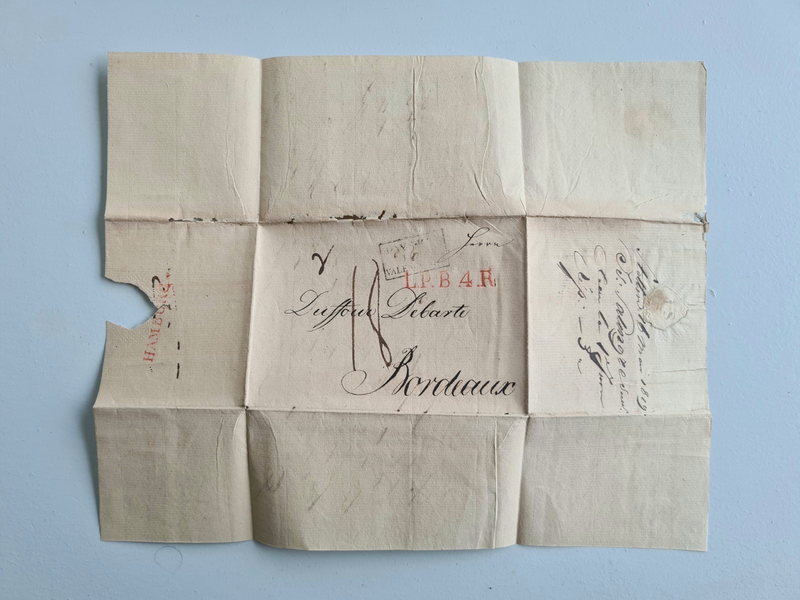 Old Letter Mail Of May 16, 1819 End Of The 1st Empire Hamburg Bordeaux