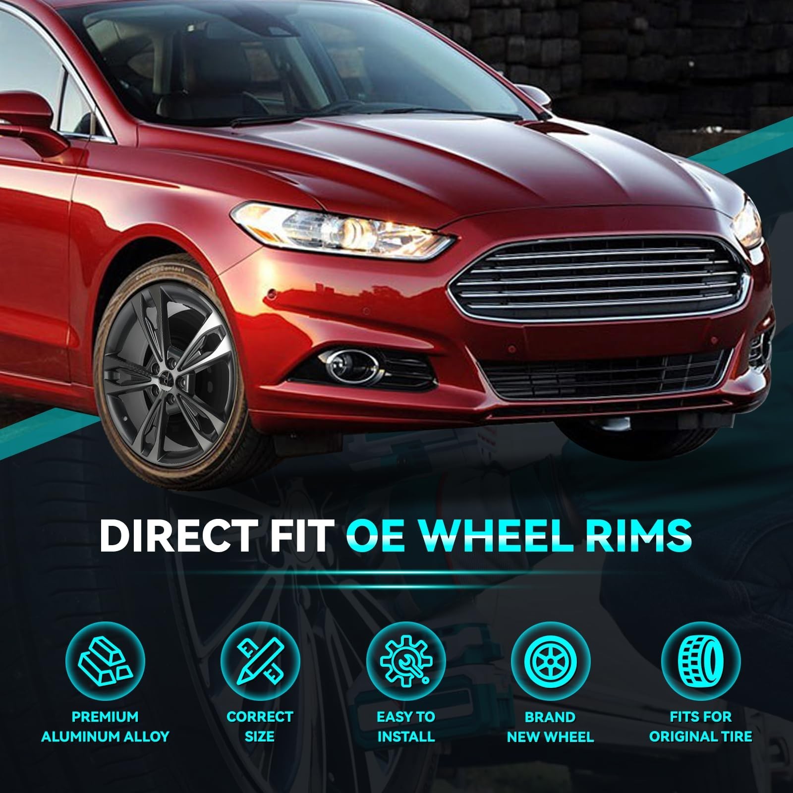 New 19 inch 19×8 inch Premium Aluminum Alloy Wheel Rim Fits for Ford Fusion T…