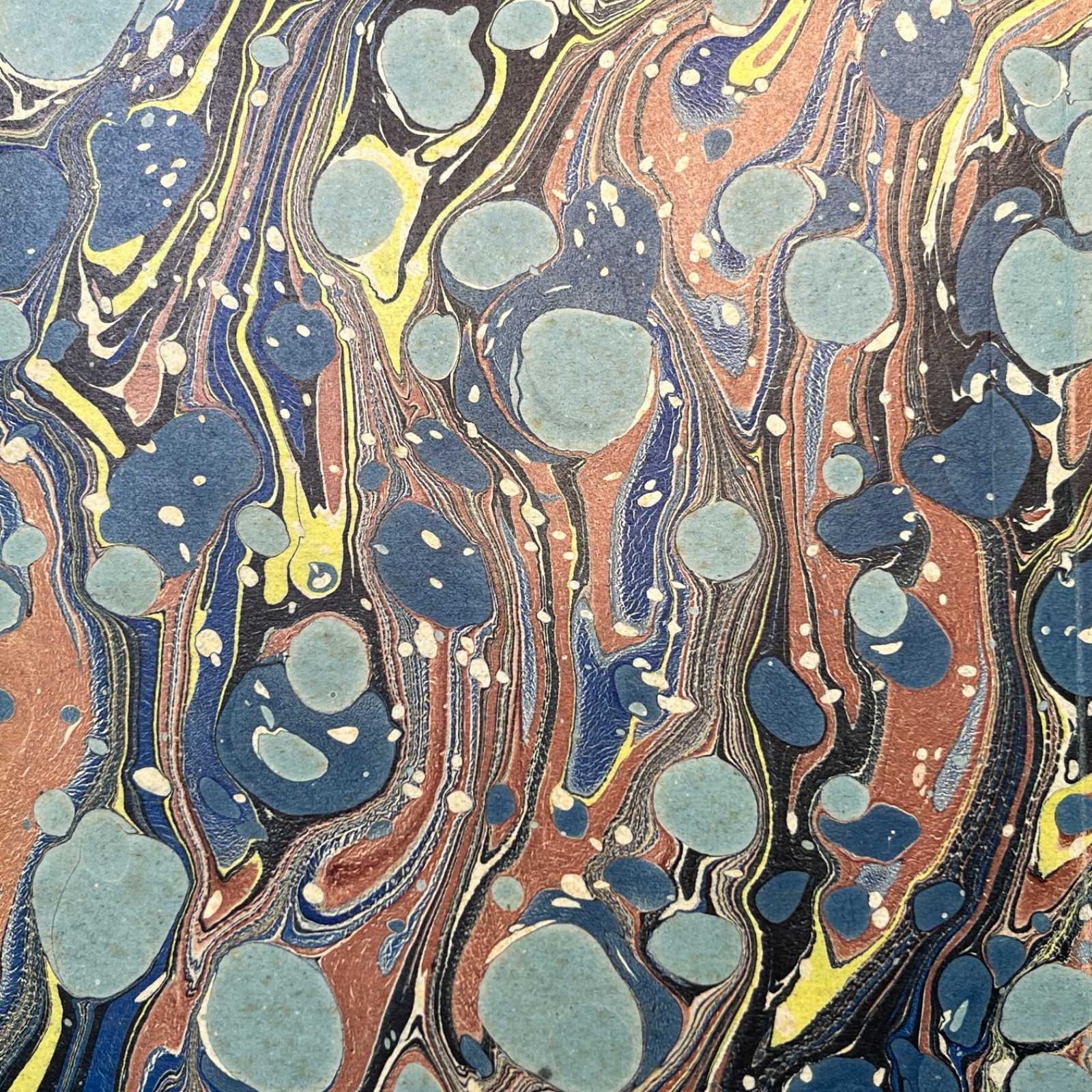 Antique Marbled End Papers Bookbinding Blue Yellow Red Lot of 3