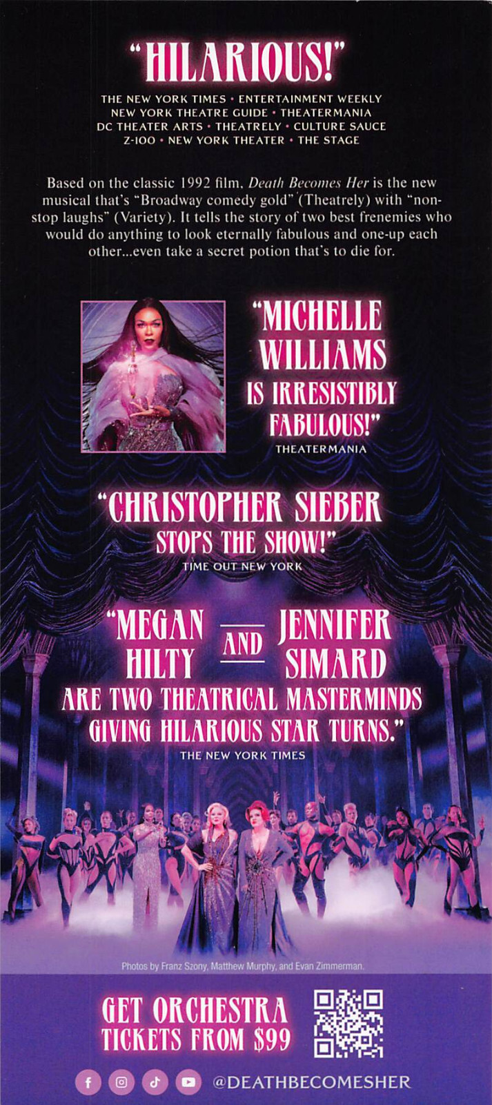Death Becomes Her the musical Michelle Williams Megan Hilty Flyer Broadway 2025