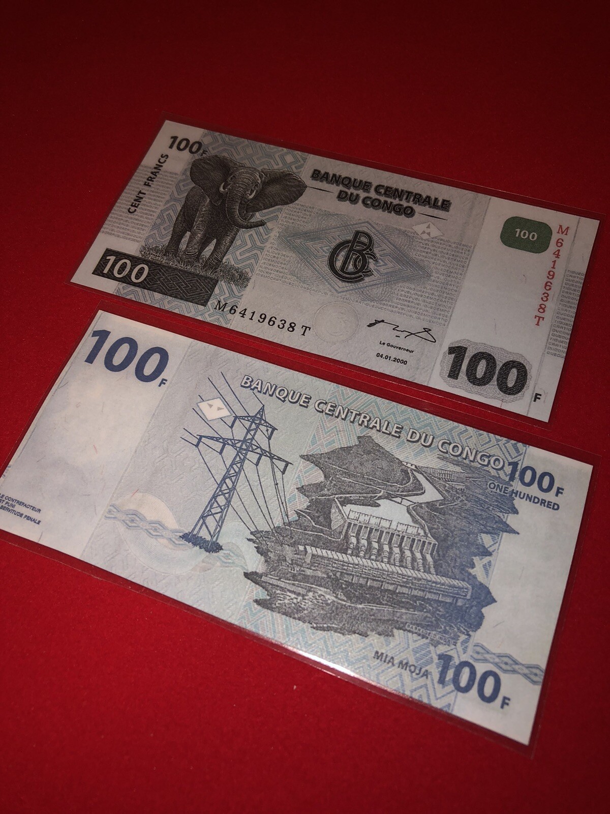 DEMOCRATIC REPUBLIC OF CONGO / LAMMINATED HISTORICAL REPLICA SOUVENIR NOTE PRINT