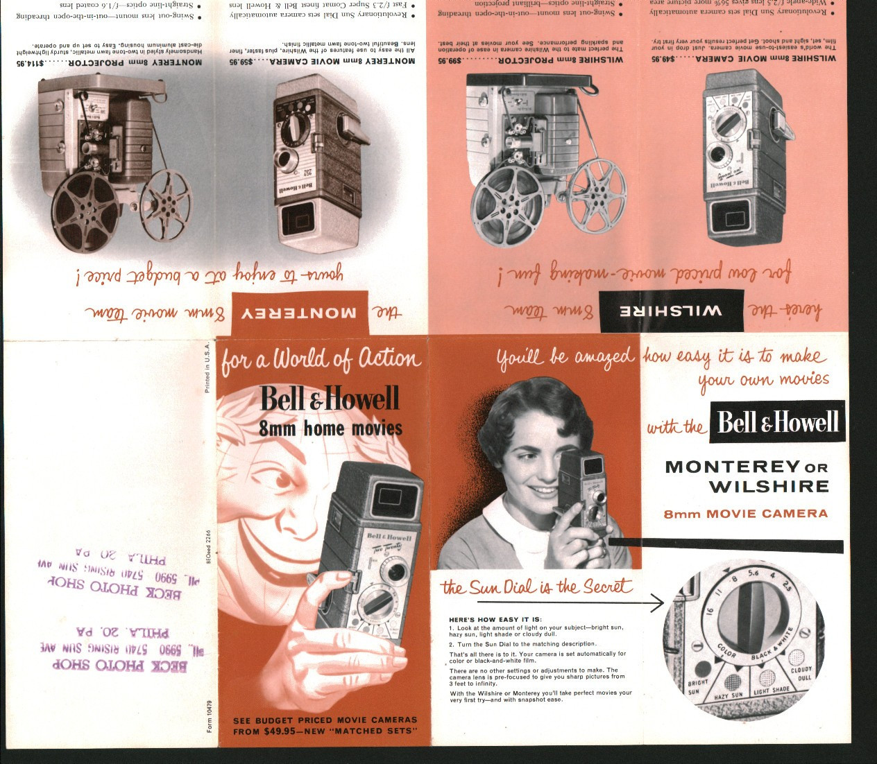 Bell & Howell 8mm Home Movies Promotional Brochure Fold-Out Late 1950s