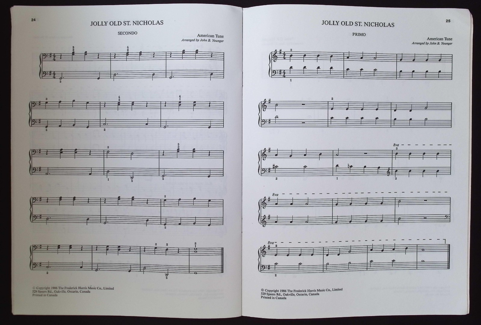 Christmas Duet Book – Piano Duets compiled and arranged by John B. Younger, 1986