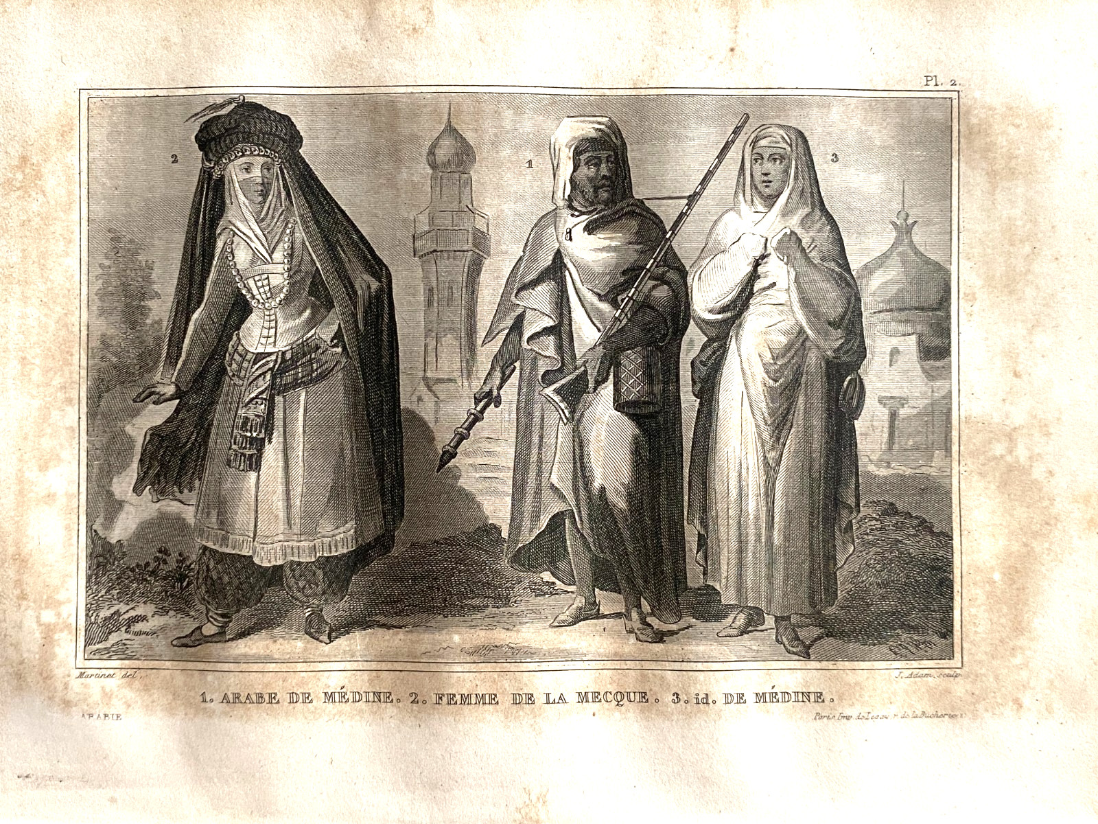 Engraving ” Arabia – Arab Of Medina – Woman Of Mecca – Woman Of Medina “