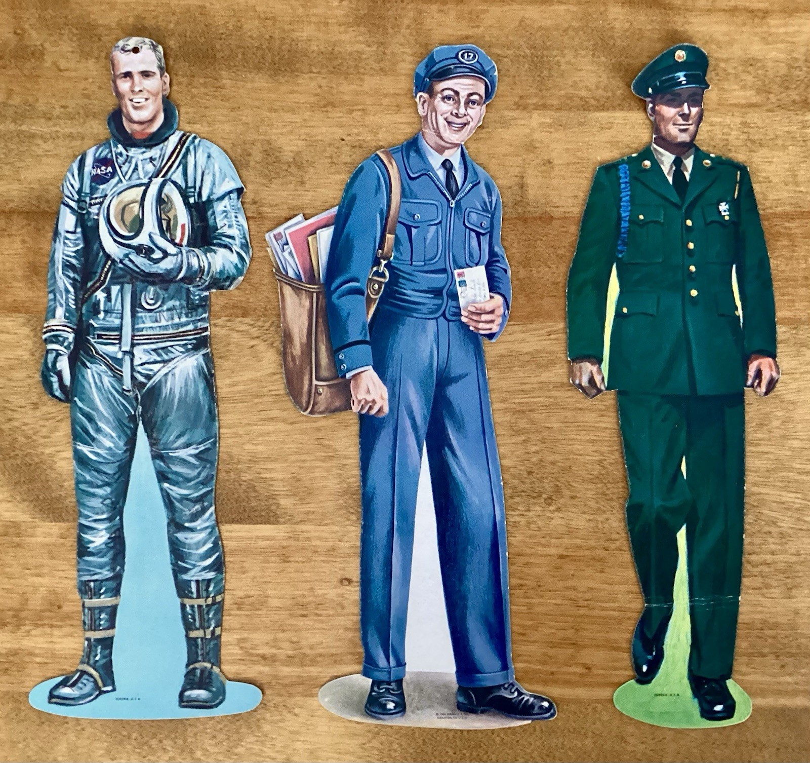 Set of 6 Eureka 1964 Die Cut Cardboard Working People-Bulletin Board Art