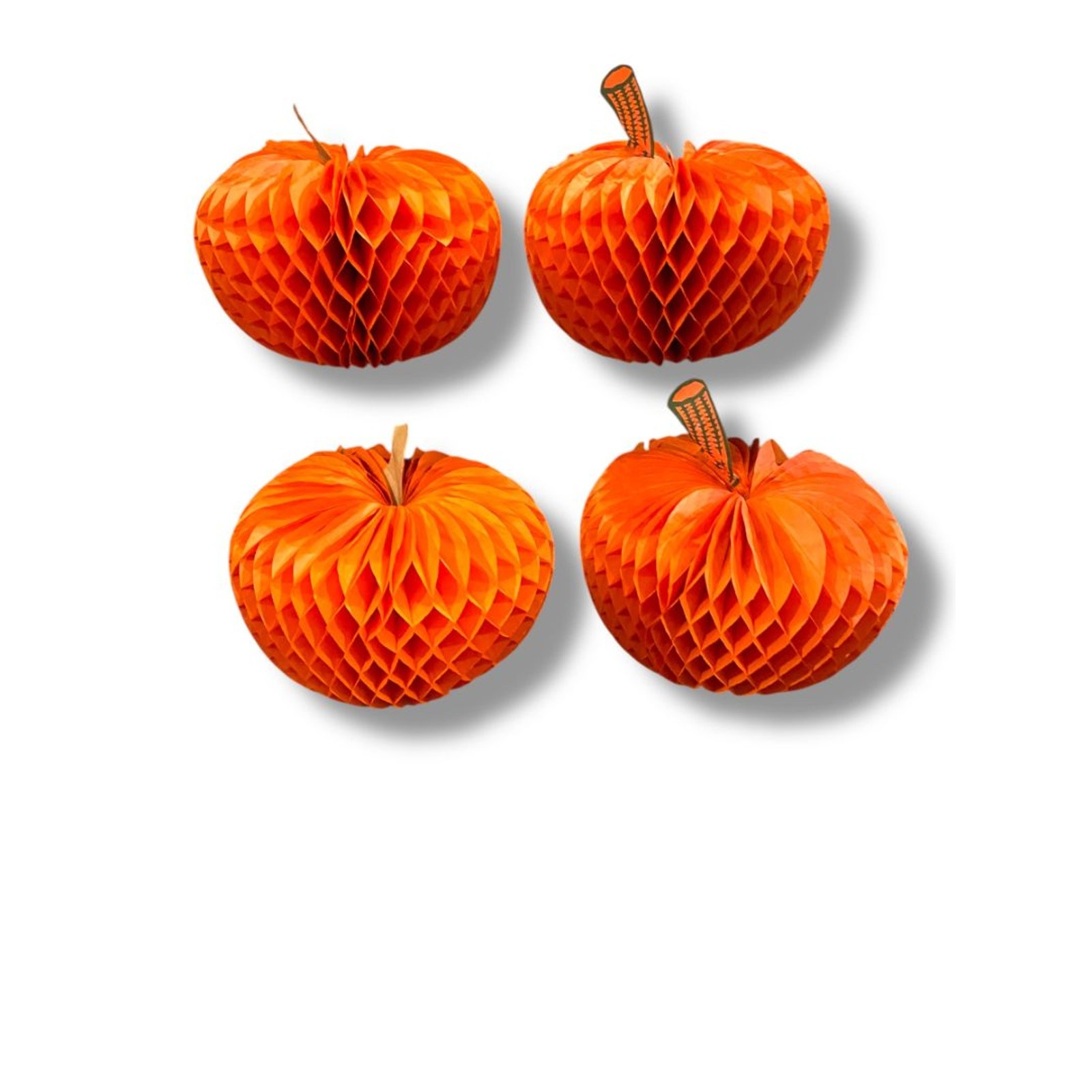 Vintage Set of 4 Honeycomb Centerpiece Decorations 10″ Orange Fall
