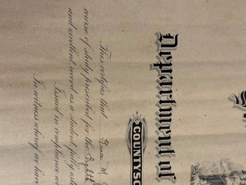 1912 8th Grade Graduation Certificate Grace Ferster Camden NJ New Jersey School