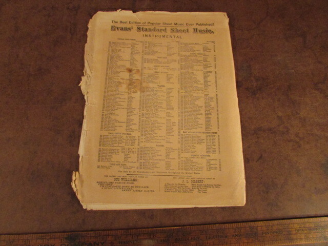 vintage sheet music Select Gems piano-Forte civil war era Evans brothers publish